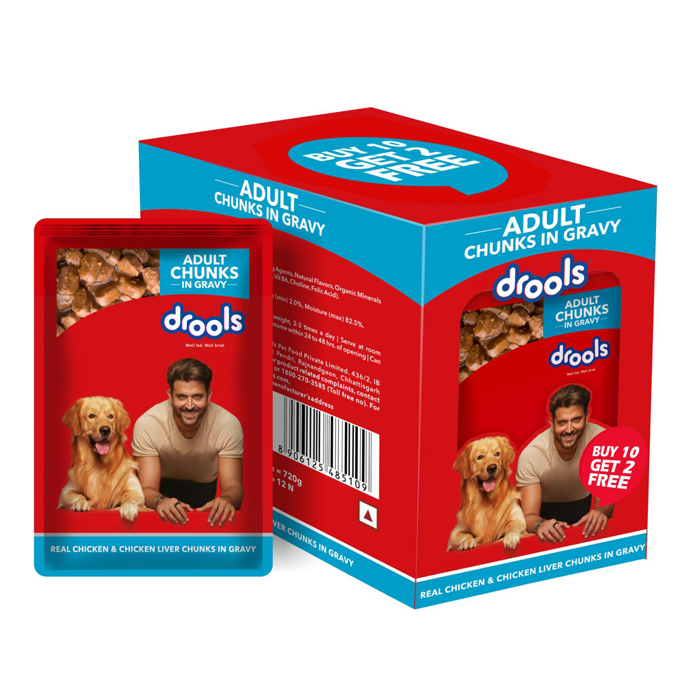 Drools adult chicken chunks gravy 60 g (10+2) pc